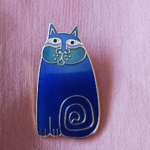 THINK MOTHER'S DAY!!  Vintage Retired Laurel Burch Blue Cat Enamel Brooch